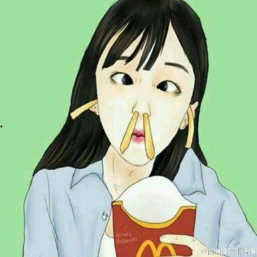 网红吃瓜头像插画图片女,女生版趣味横生的视觉盛宴  第1张